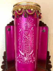 Our Lady of Guadalupe Pink 7 Day Candle Holder