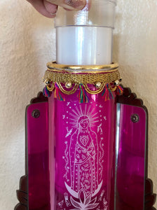 Our Lady of Guadalupe Pink 7 Day Candle Holder