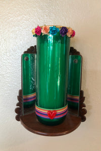 Our Lady of Guadalupe Green 7 Day Candle Holder