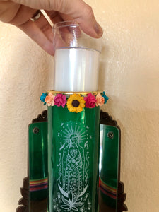 Our Lady of Guadalupe Green 7 Day Candle Holder